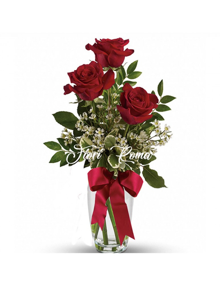 Bouquet di 3 Rose Rosse
