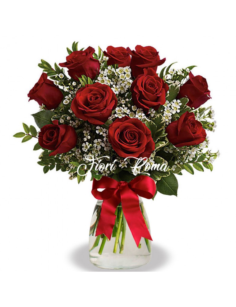 Bouquet con 10 Rose Rosse