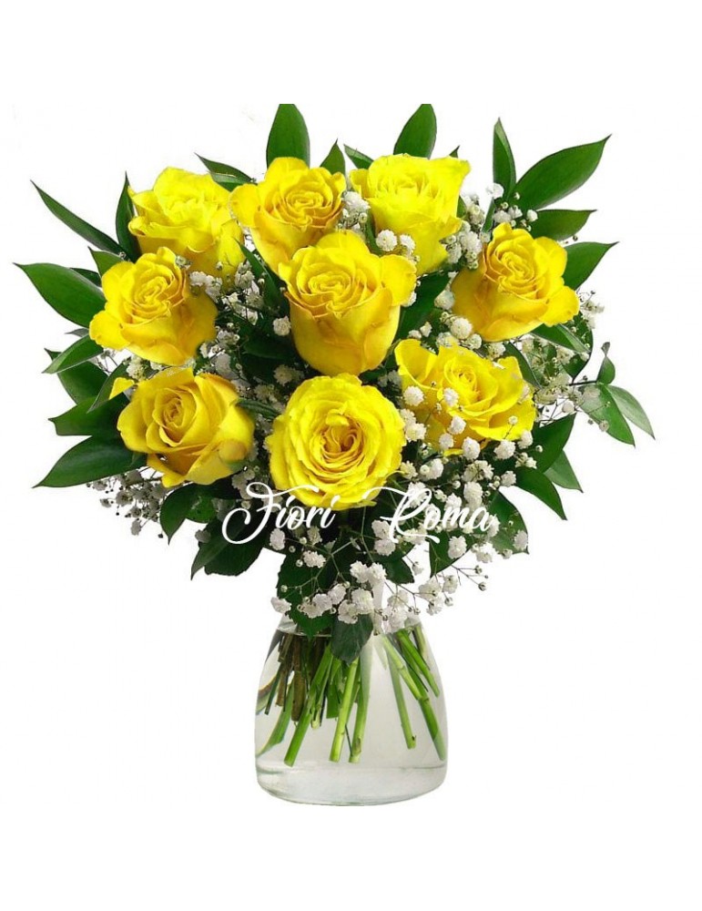 9 Yellow Roses