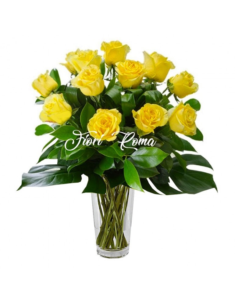12 Large Yellow Roses