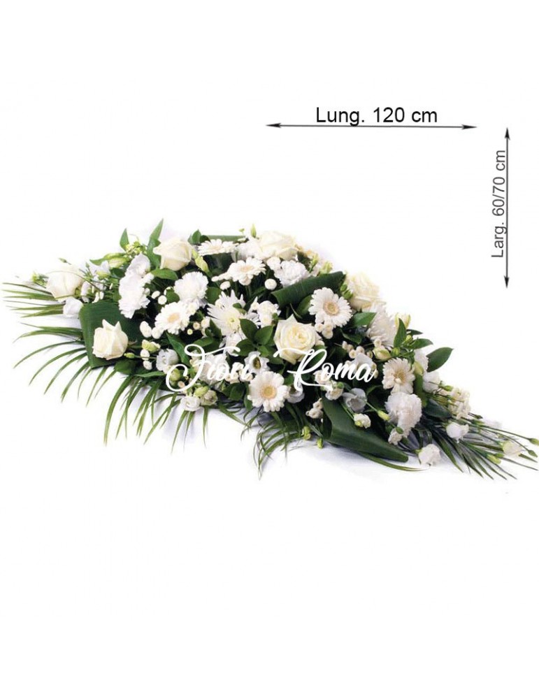 White Funeral Pillow with roses and gerberas