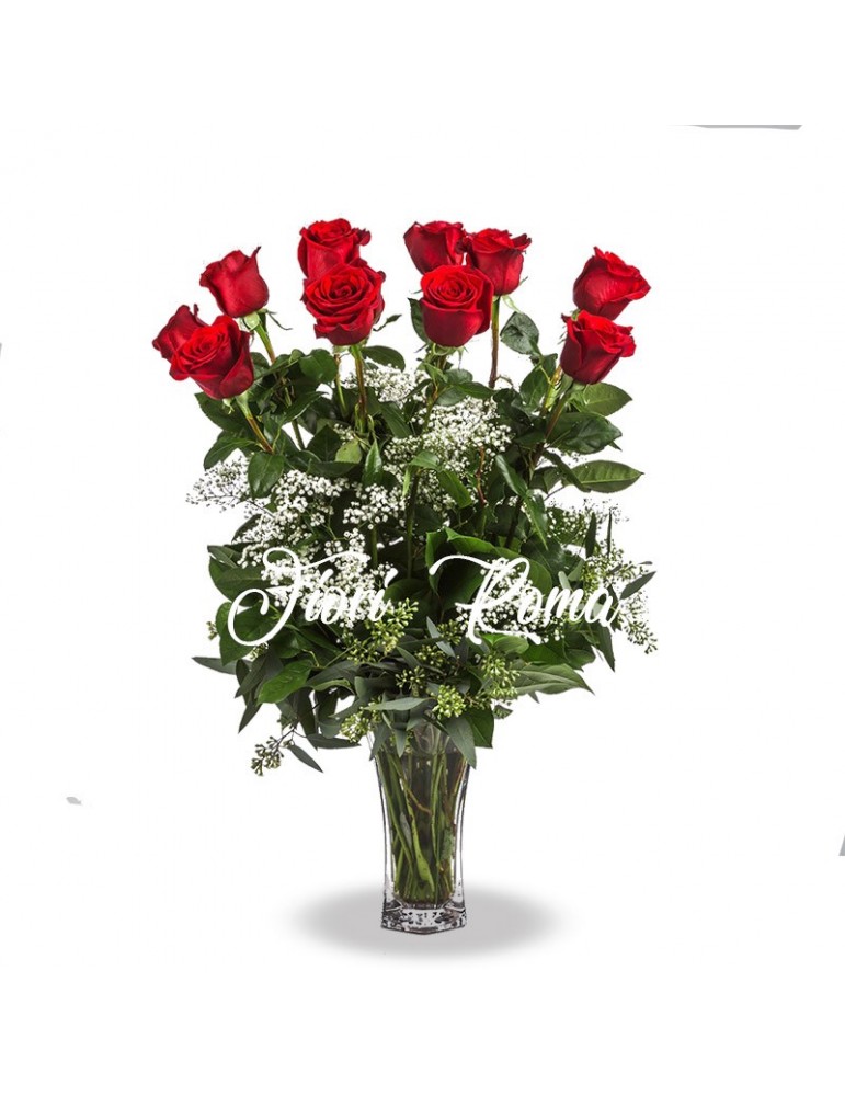 10 Rose rosse gambo lungo per san Valentino