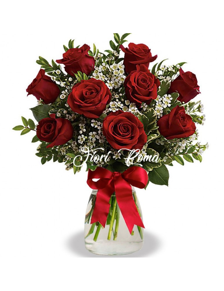 Bouquet con 9 Rose Rosse