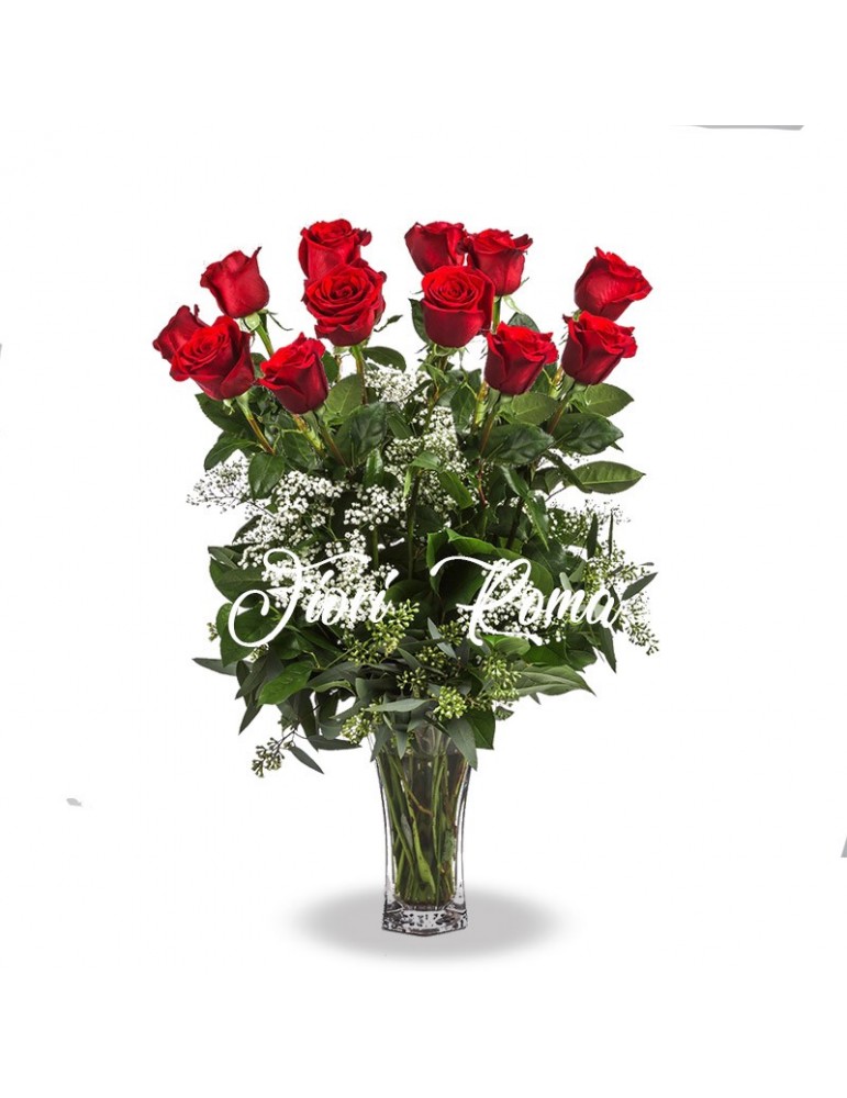 12 Rose Rosse a Gambo Lungo