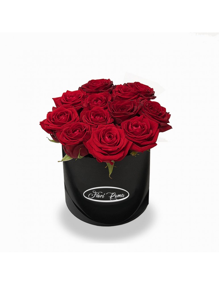 Box di 12 rose rosse per anniversario