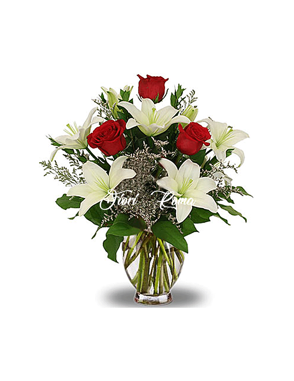 Bouquet of Lilium and Red Roses