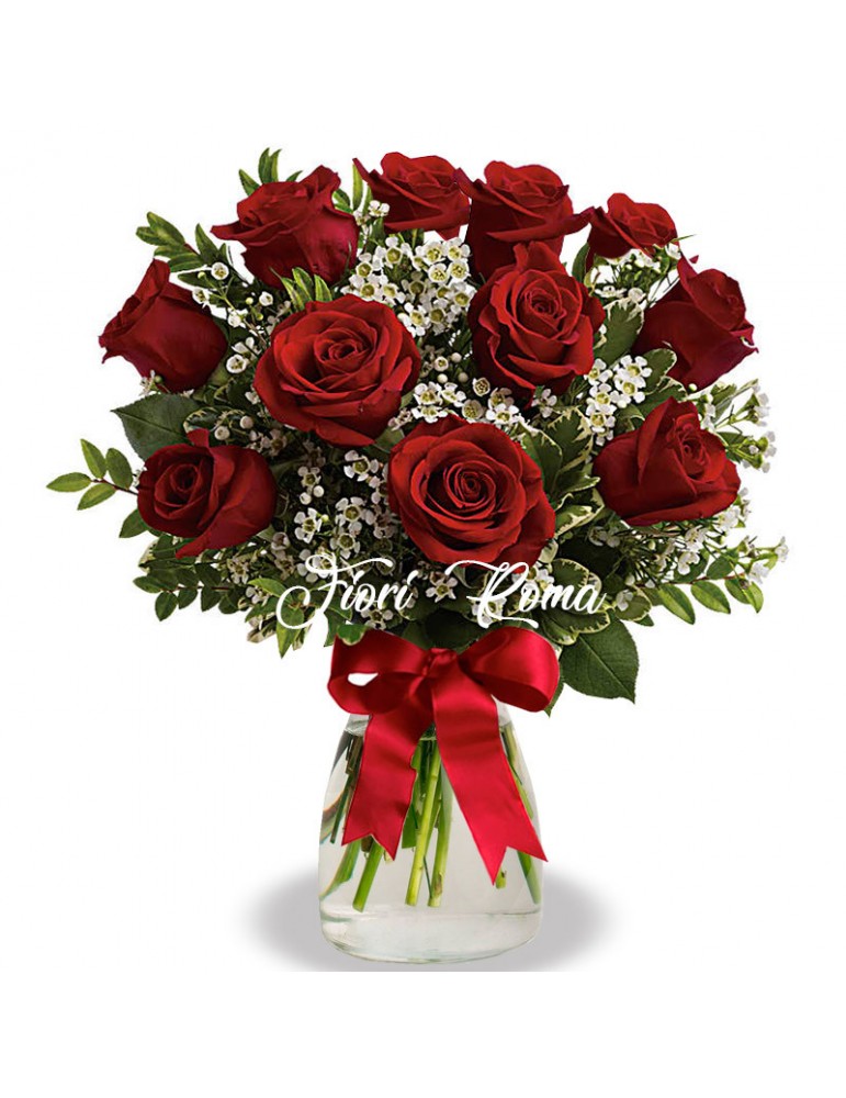 11 Rose Rosse bouquet per Compleanno