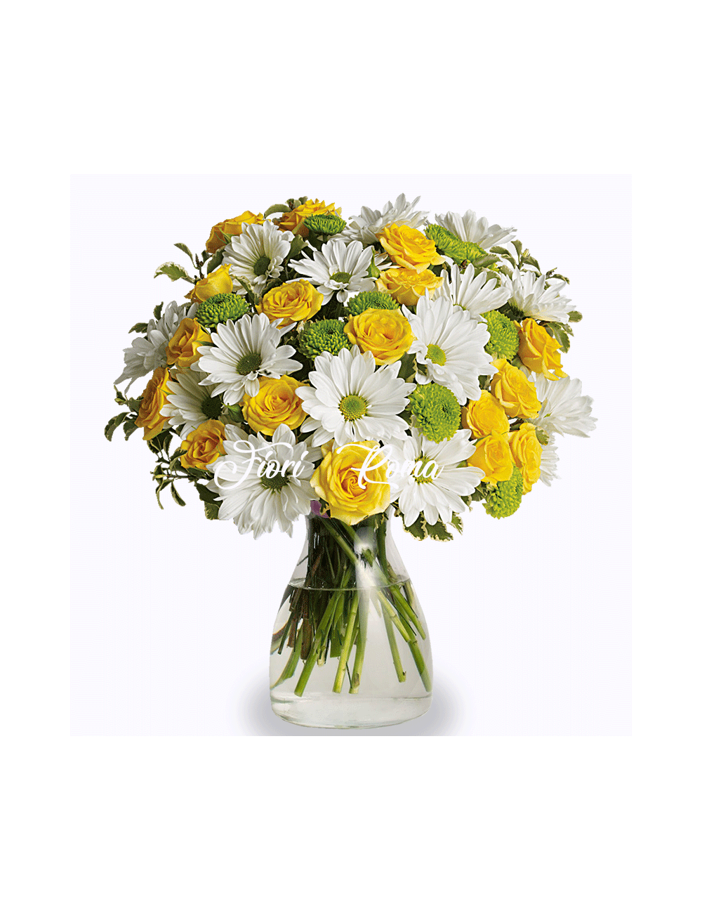Bouquet of Yellow Roses and Daisies