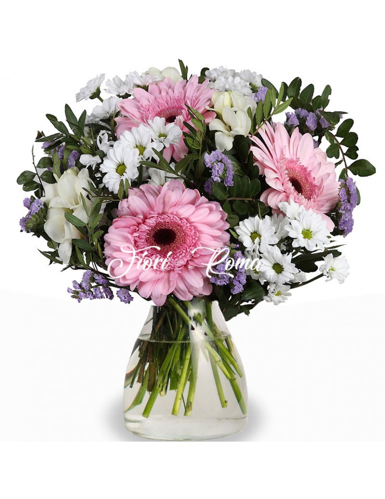 Bouquet of pink gerberas and white daisies Home delivery in Rome florist open all day