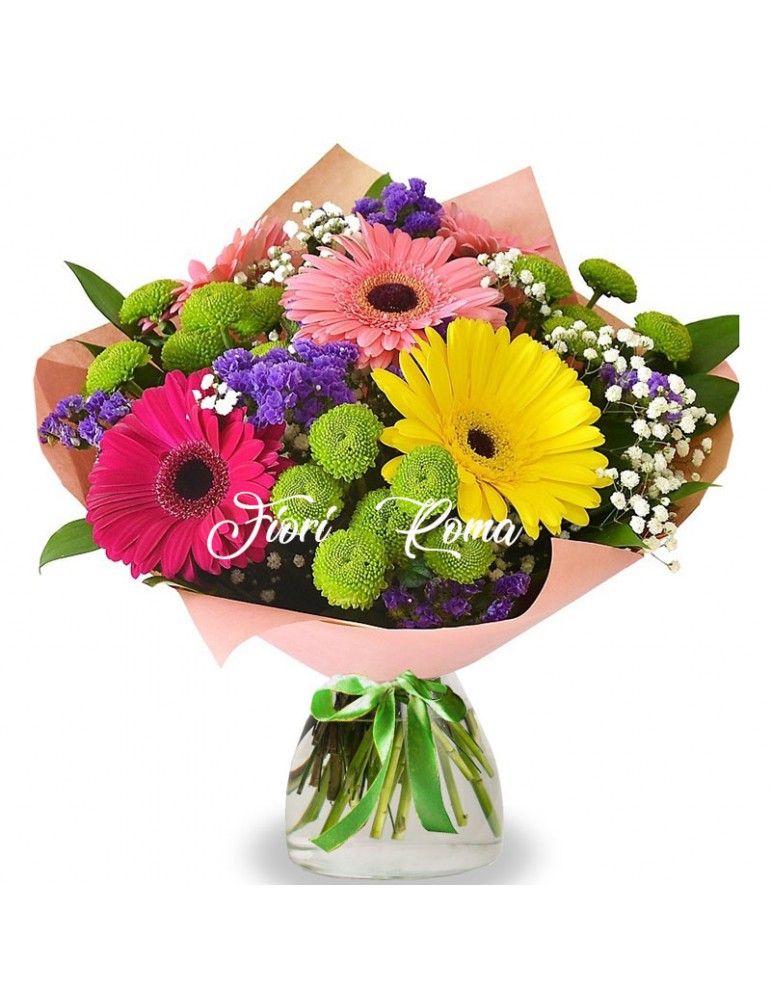 Bouquet with gerberas in assorted colors