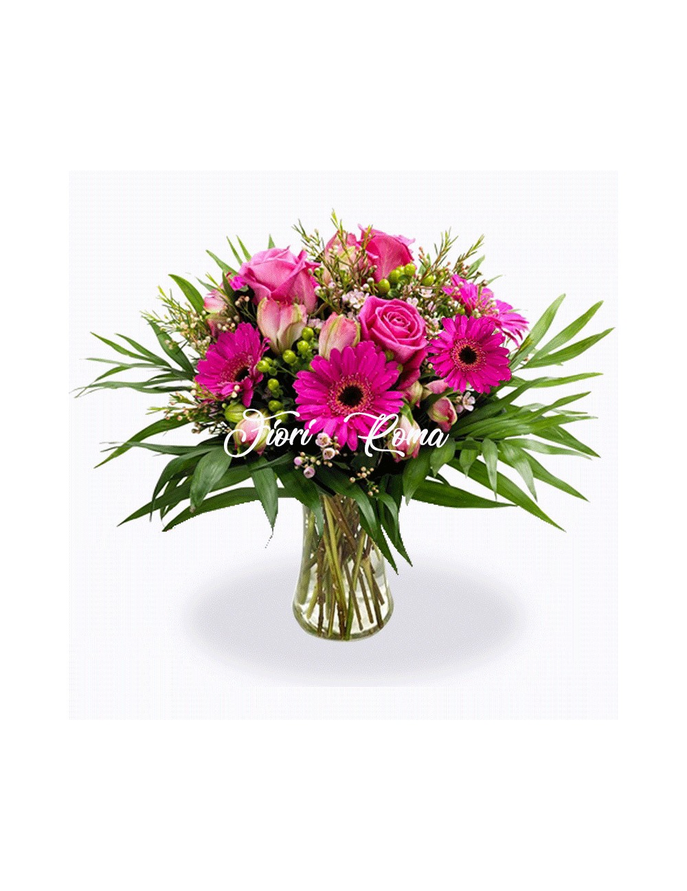Bouquet gerbere e rose rosa